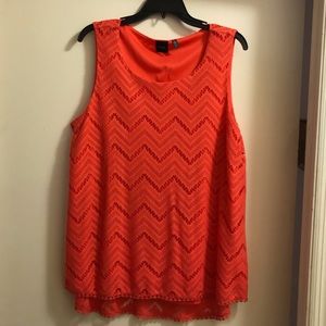 Coral lacy lined top